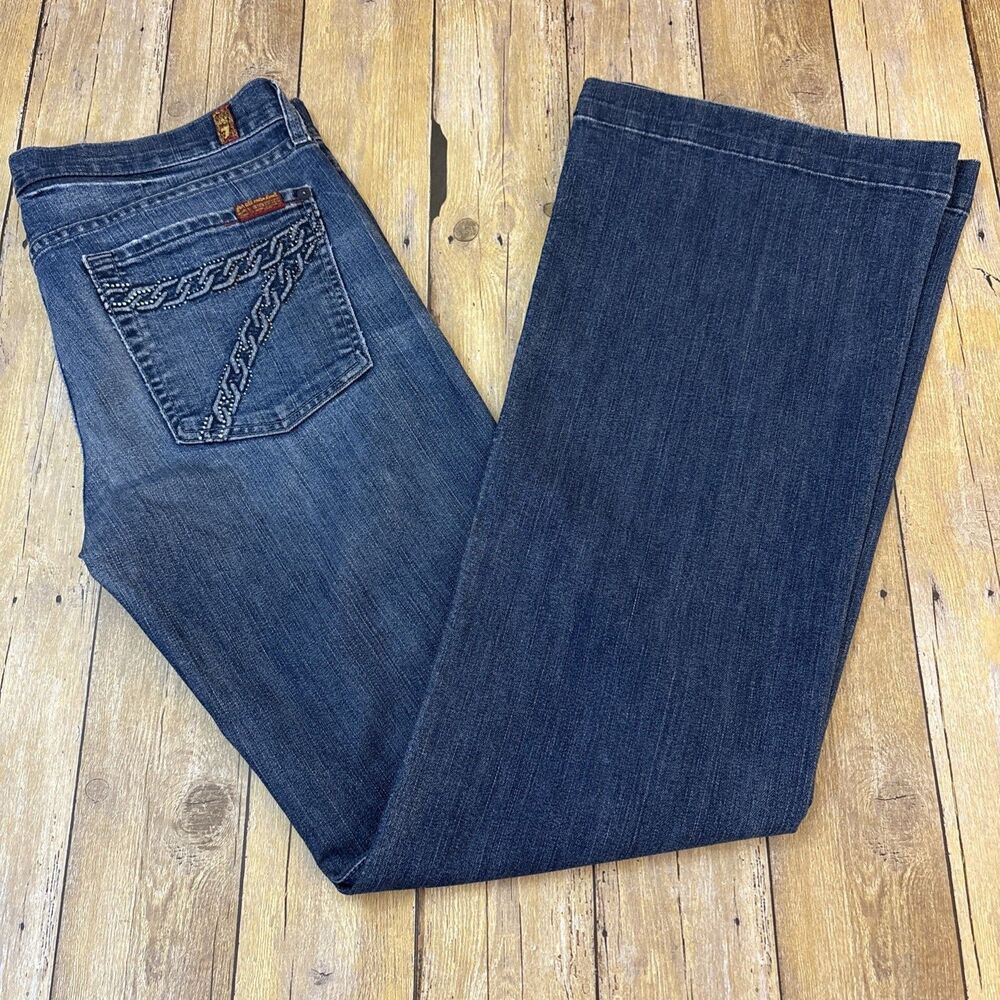 7 For All Mankind Dark Blue Flare Jeans